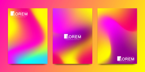 Fototapeta premium Vector design template in trendy vibrant gradient colors with abstract fluid shapes, paint splashes, ink drops. Futuristic posters, banners, brochure, flyer and cover designs. Abstract fluid 3d shape.