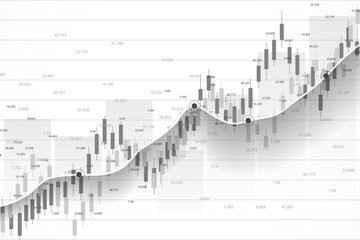 Fototapeta premium Stock market and exchange. Business Candle stick graph chart of stock market investment trading. Stock market data. Bullish point, Trend of graph. Vector illustration.