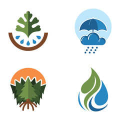 Green Nature Plant and Water Ecology Symbol