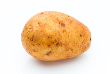 A bio russet potato isolated white background.