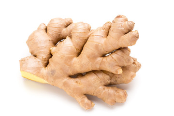 Ginger bio and lemon on white background.