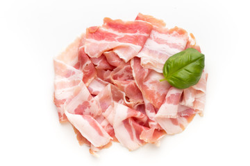 Fresh bacon on the isolated background.