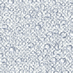 Water rain drops or steam shower isolated on transparent background. Realistic pure droplets condensed. Vector clear vapor water bubbles on window glass surface for your design.