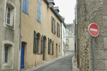 Narrow backstreet in the old town, Saint-Malo, France
