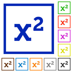 Math exponentiation flat framed icons