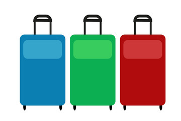 Maletas de color azul, verde y rojo.