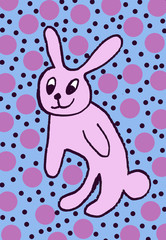 Hand drawn easter illustration rabbit egg