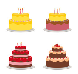 Birthday Cake Flat Icon Cllection Set for Your Design, Vector Illustration