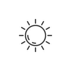 Sun outline icon. linear style sign for mobile concept and web design. Summer season simple line vector icon. Weather symbol, logo illustration. Pixel perfect vector graphics