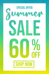 Summer Sale - special offer. Concept of multicoloured poster. Vector.