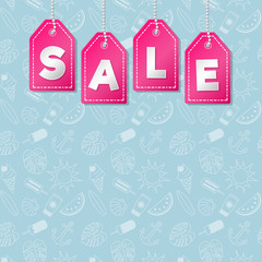 Template of card with textured background for Summer Sale. Vector.