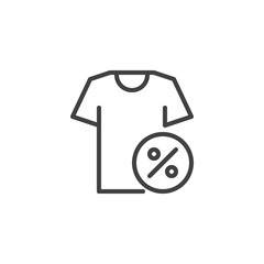 Shirt discount sale outline icon. linear style sign for mobile concept and web design. t-shirt and percentage tag simple line vector icon. Symbol, logo illustration. Pixel perfect vector graphics