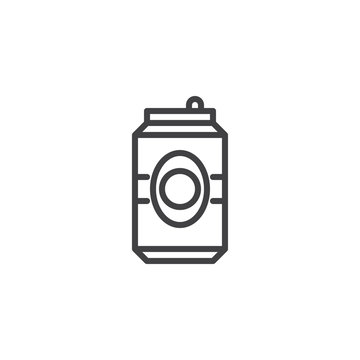 Beer Can Outline Icon. Linear Style Sign For Mobile Concept And Web Design. Soda Aluminum Bottle Can Simple Line Vector Icon. Symbol, Logo Illustration. Pixel Perfect Vector Graphics