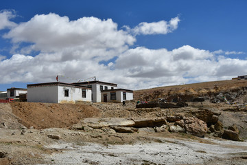 Tibet, Ganga Chu river connecting Manasarovar and Rakshastal lakes, in summer
