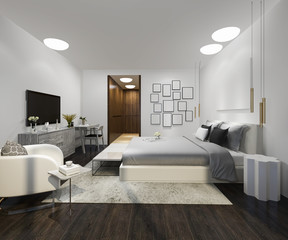 3d rendering wood beautiful loft minimal bedroom