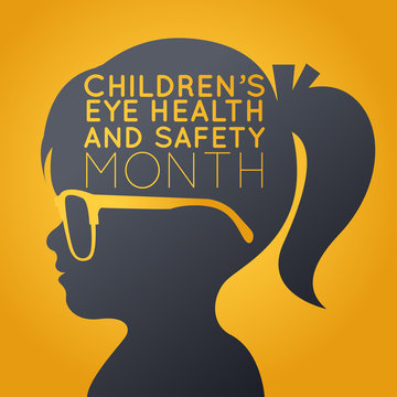 Children’s Eye Health and Safety Month vector logo icon illustration