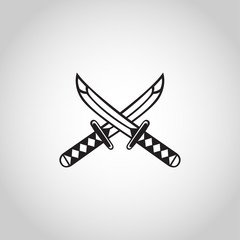 sword vector logo icon illustration, samurai katana tattoo art