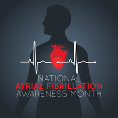 National Atrial Fibrillation Awareness Month vector logo icon illustration