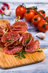 Thin slices of salami
