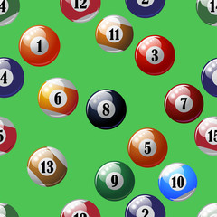Billiard balls, an illustrated pattern