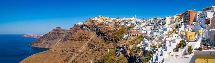 Fototapeta premium Panorama of Fira the capital of Santorini island in Greece 