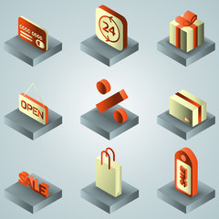 Sale color gradient isometric icons