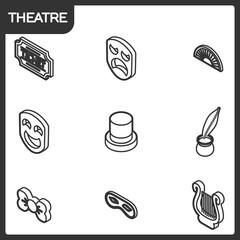 Theatre outline isometric icons