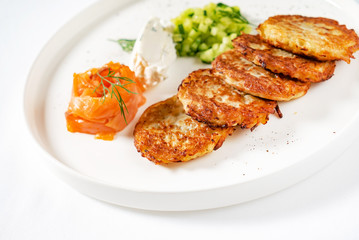 potato pancakes with salmon