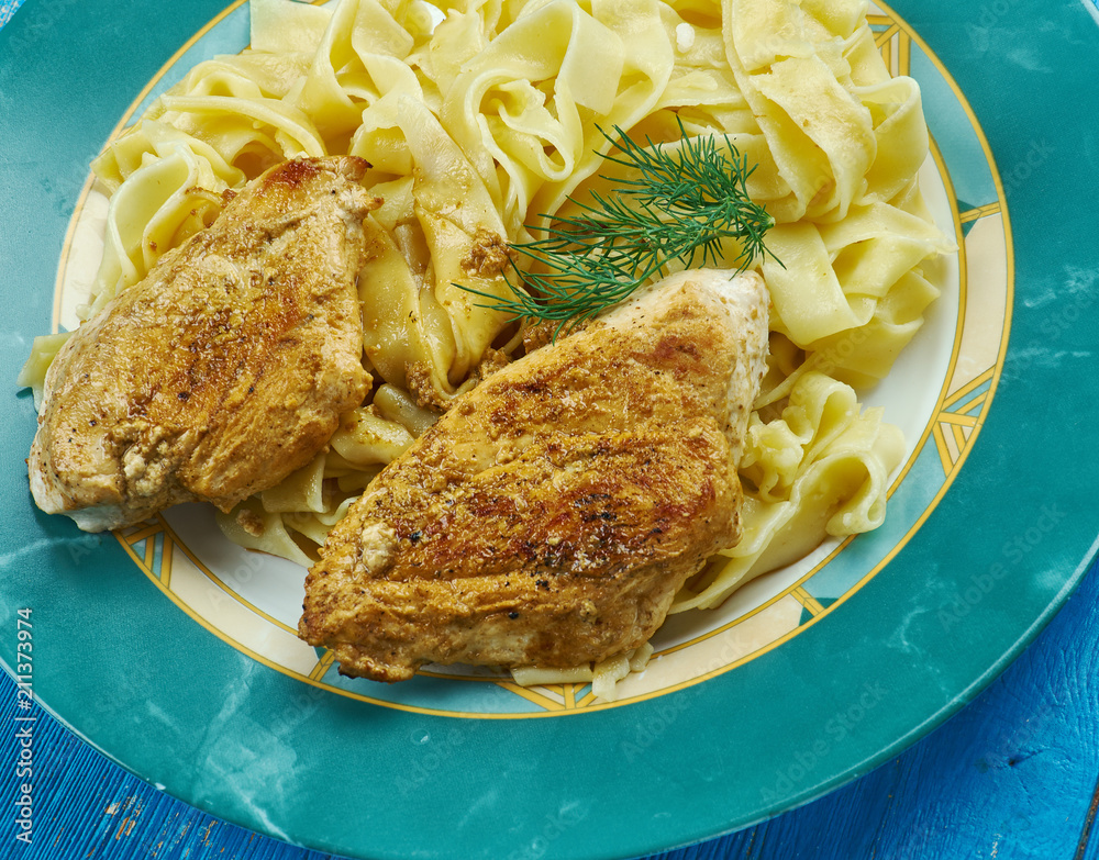 Canvas Prints chicken piccata with pasta