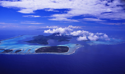 Airshot from Bora Bora Island in the Pacific Ocean