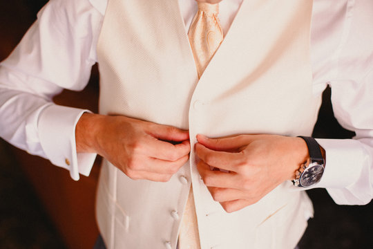 Groom Getting Ready To Get Married Dressing