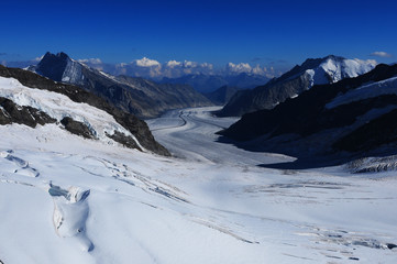 The Jungfraujoch Panorama to the biggest but also melting glacier of the alps the Aletsch-Glacier