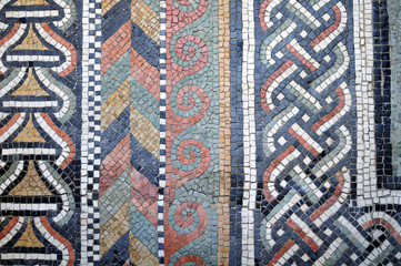 detail of an ancient roman wall mosaic
