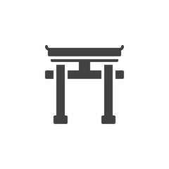 Fototapeta premium Torii Japanese gate vector icon. filled flat sign for mobile concept and web design. Shinto simple solid icon. Symbol, logo illustration. Pixel perfect vector graphics