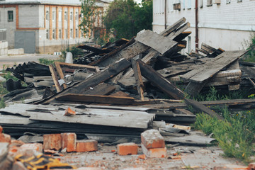 Pile of construction debris in a dump