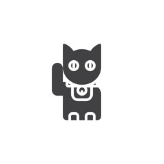 Maneki Neko cat vector icon. filled flat sign for mobile concept and web design. Lucky Japan cat simple solid icon. Symbol, logo illustration. Pixel perfect vector graphics
