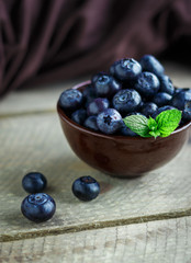 Blueberry on wooden table