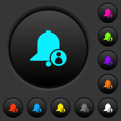 User reminder dark push buttons with color icons