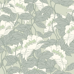 Seamless pattern with poppy, Peonies or roses flowers