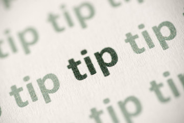 word tip printed on paper macro