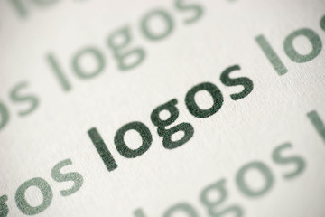 word logos  printed on paper macro