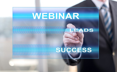 Man touching a webinar concept