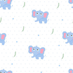 Cute elephant seamless background.