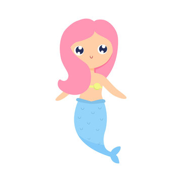 Mermaid vector flat illustration.