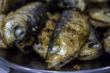 Fresh Grilled sardines close up