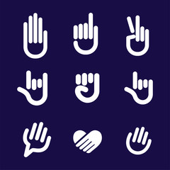 Fototapeta premium Hand Gesture Sign Set. Vector Line Icons Clip Art collection