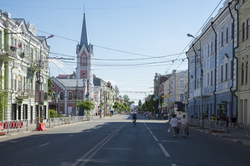 Fototapeta na wymiar Historical street named after Kuibyshev in Samara, Russia. On a Sunny summer day. 29 June 2018