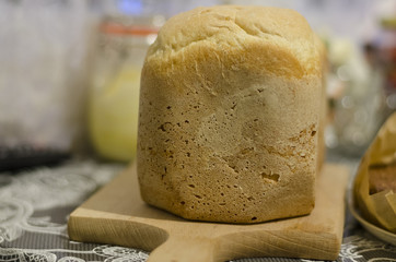 Homemade whole grain bread on a table