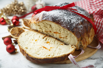 Homemade Christmas bread with fried fruits