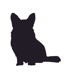 dog sitting, silhouette, vector